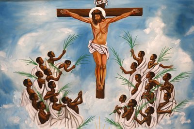 Santuario dei martiri cattolici di Namugongo, Kampala. Affresco della chiesa, 20160217, Kampala, Uganda da Unbekannt