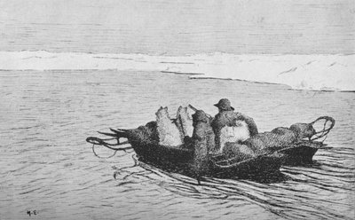 Nansen e Johansen attraversano una crepa nel ghiaccio, 1896 da Unbekannt