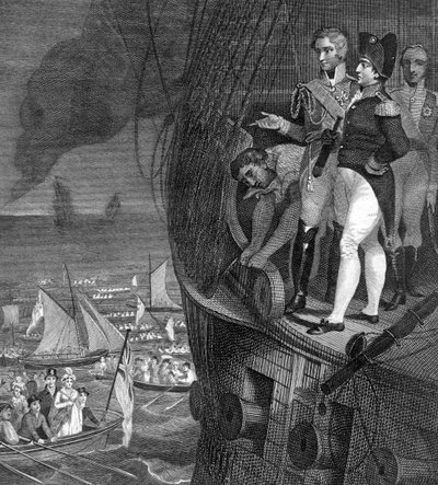 Napoleone Bonaparte 1721-1818 a bordo del Belerophon al largo della costa di Plymouth, XIX secolo da Unbekannt