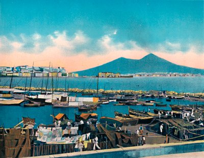 Napoli - Mergellina con Vesuvio, c1900 da Unbekannt