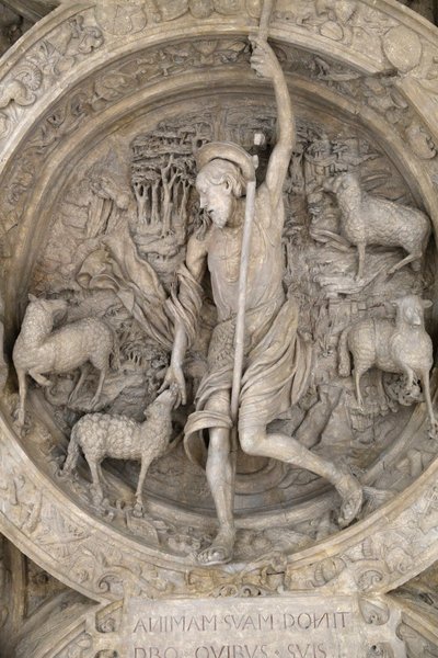 Museo Nazionale dei Monumenti Francesi. Arco della porta del Gros Horloge. Il buon pastore. Calco, Parigi, Francia da Unbekannt