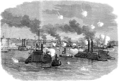 Battaglia navale sul Mississippi, Memphis, Tennessee, Guerra Civile Americana, luglio 1862 da Unbekannt