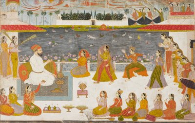 Nawab e signore che guardano una nautch su una terrazza, 1760 da Unbekannt