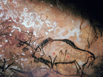 Pittura rupestre neolitica di un bisonte ferito da Unbekannt