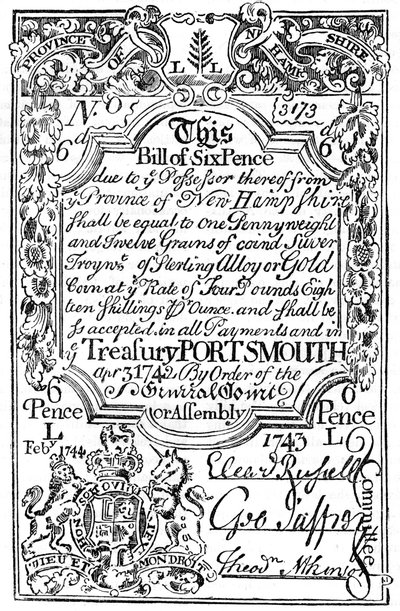 Denaro cartaceo del New England, 1743 c1880 da Unbekannt