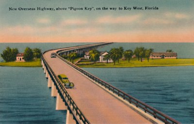 Nuova Overseas Highway, sopra Pigeon Key, verso Key West, Florida, c1940s da Unbekannt