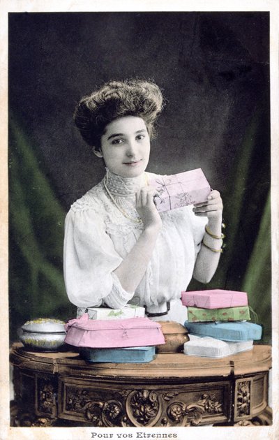Regalo di Capodanno, cartolina francese, c1900 da Unbekannt