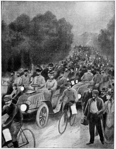 Notte della partenza, corsa Parigi-Vienna, 1902 da Unbekannt