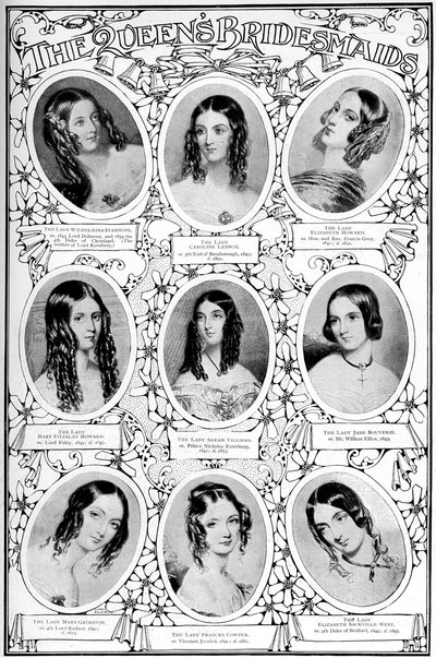 Nove delle damigelle della regina Vittoria, 10 febbraio 1840 da Unbekannt
