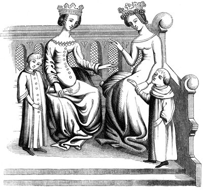 Donne nobili e bambini, XIV secolo da Unbekannt