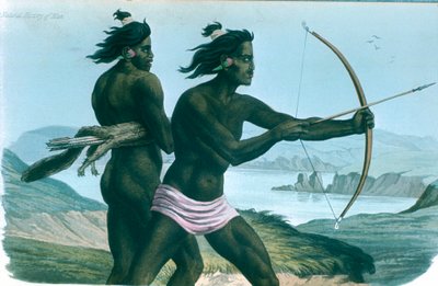 Indiani di San Francisco del Nord America che cacciano con archi e frecce, c1840 da Unbekannt