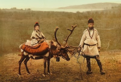 Norvegia. Sami con una renna da Unbekannt
