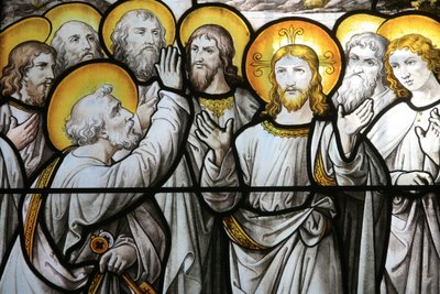 Chiesa di Notre Dame de Beaune: vetrata di San Pietro che protesta la sua fedeltà a Cristo, Beaune, Francia da Unbekannt