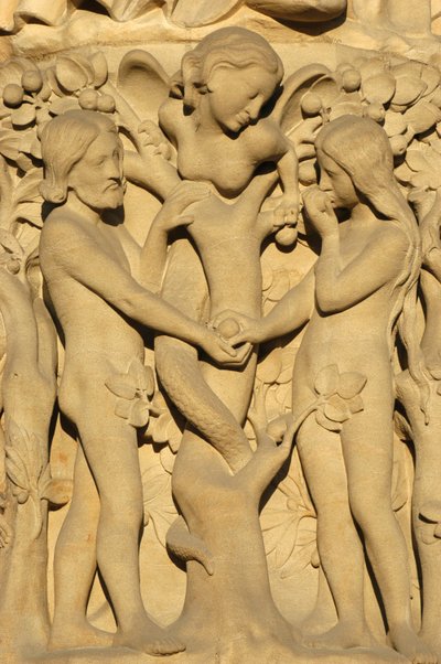 Scultura della cattedrale di Notre Dame de Paris: Adamo ed Eva da Unbekannt