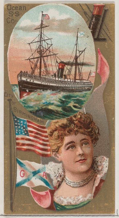 Compagnia di navi a vapore oceaniche, dalla serie Ocean and River Steamers N83 per il marchio Duke, 1887 da Unbekannt