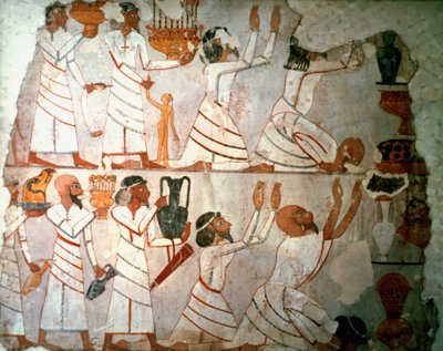 Scena di offerte, pittura murale, egiziana da Unbekannt