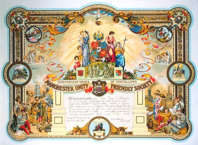 Certificato di titolare di ufficio della Female Lodge della Manchester Unity Friendly Society da Unbekannt