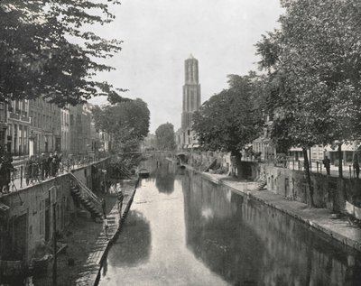 Vecchio canale e Torre del Duomo, Utrecht, Paesi Bassi, 1895 da Unbekannt