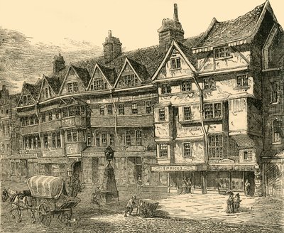 Vecchie case a Holborn vicino a Middle Row, c1872 da Unbekannt