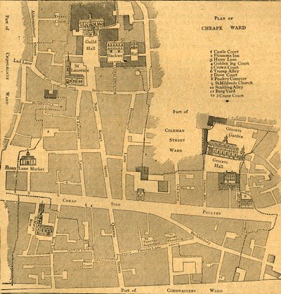 Vecchia mappa del quartiere di Cheap - Circa 1750, 1897 da Unbekannt