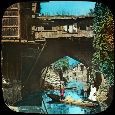 Vecchio ponte, Srinagar, Kashmir, India, fine XIX o inizio XX secolo da Unbekannt