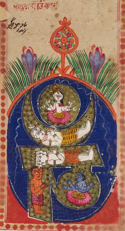 Mantra Om con figure di divinità da Unbekannt