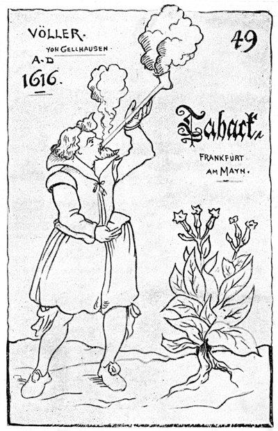 Una delle prime illustrazioni del fumo, 1616 1890 da Unbekannt