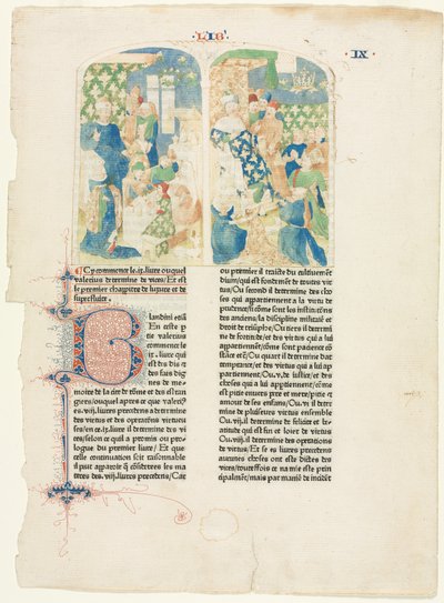 Pagina di apertura del Libro IX di Facta et dicta memorabilia di Valerius Maximus, c. 1476 da Unbekannt