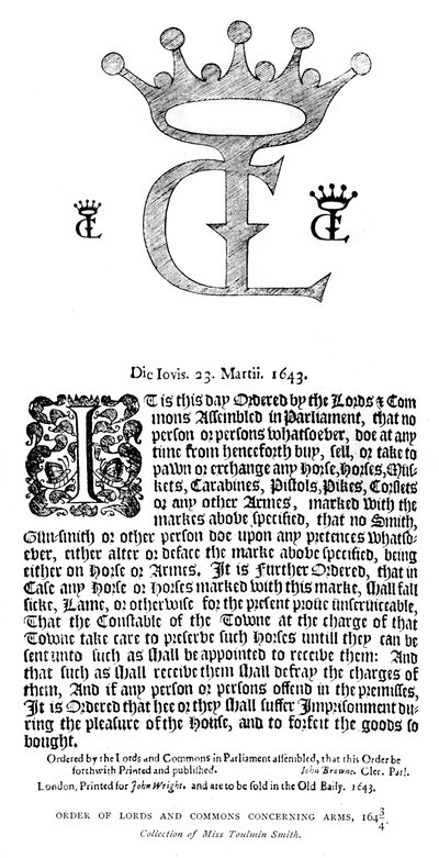 Ordine dei Lord e dei Comuni riguardante le armi, 1643-1644, 1893 da Unbekannt