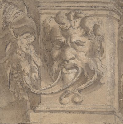 Design ornamentale con maschera in stile antico, 1550-1600 da Unbekannt