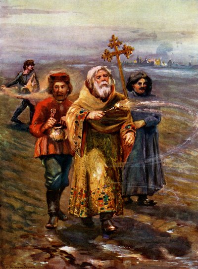 Prete ortodosso che benedice il suolo, Russia da Unbekannt