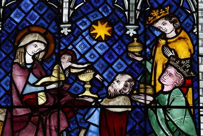 Cattedrale di Nostra Signora di Strasburgo. Vetrata. La natività. Adorazione dei Magi. XIV secolo. Strasburgo, Francia da Unbekannt