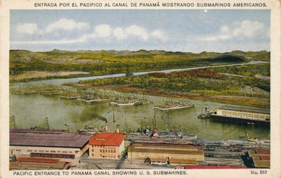 Ingresso del Pacifico al Canale di Panama con sottomarini statunitensi, c1920s da Unbekannt