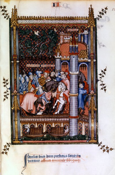 Sacerdoti pagani accolgono Sisinnio alle porte di Parigi, 1317 da Unbekannt