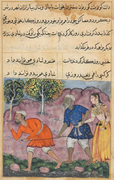 Pagina da Tales of a Parrot Tuti-nama: Quarantaduesima notte: La figlia del Raja..., c. 1560 da Unbekannt