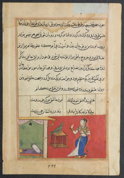 Pagina da Racconti di un pappagallo Tuti-nama: Quarantasettesima notte: Il pappagallo si rivolge a Khujasta..., c156 da Unbekannt