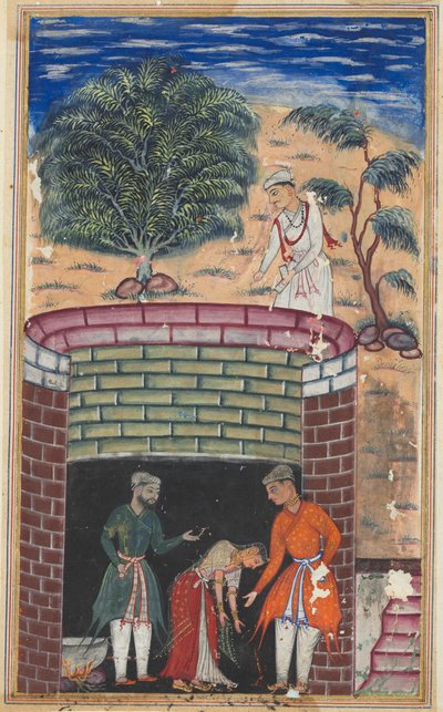 Pagina da Tales of a Parrot Tuti-nama: Settima notte: La figlia del re..., c. 1560 da Unbekannt