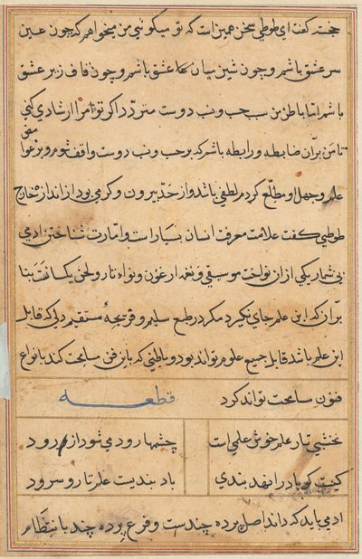 Pagina da Tales of a Parrot Tuti-nama: pagina di testo, c. 1560 da Unbekannt