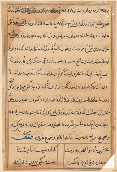 Pagina da Le storie di un pappagallo Tuti-nama: pagina di testo, c. 1560 da Unbekannt
