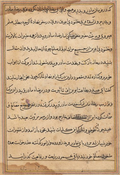 Pagina da Tales of a Parrot Tuti-nama: pagina di testo, c. 1560 da Unbekannt