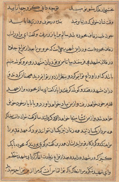 Pagina da Tales of a Parrot Tuti-nama: pagina di testo, c. 1560 da Unbekannt
