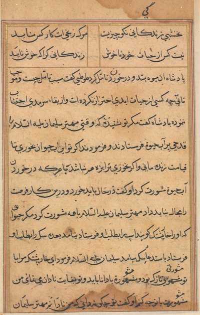 Pagina da Tales of a Parrot Tuti-nama: pagina di testo da Unbekannt