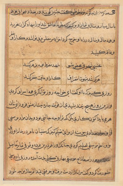Pagina da Tales of a Parrot Tuti-nama: pagina di testo, c. 1560 da Unbekannt
