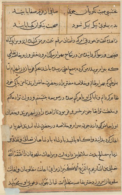 Pagina da Racconti di un pappagallo Tuti-nama: pagina di testo, c. 1560 da Unbekannt