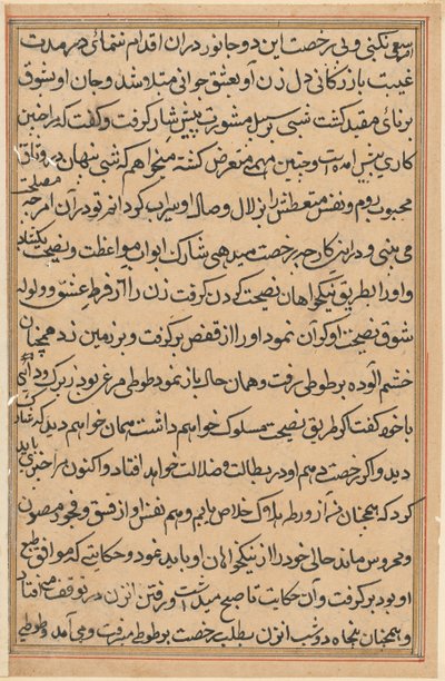 Pagina da Racconti di un pappagallo Tuti-nama: pagina di testo, c. 1560 da Unbekannt