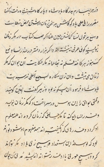 Pagina da Tales of a Parrot Tuti-nama: pagina di testo, c. 1560 da Unbekannt