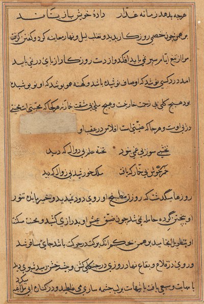 Pagina da Racconti di un pappagallo Tuti-nama: pagina di testo, c. 1560 da Unbekannt