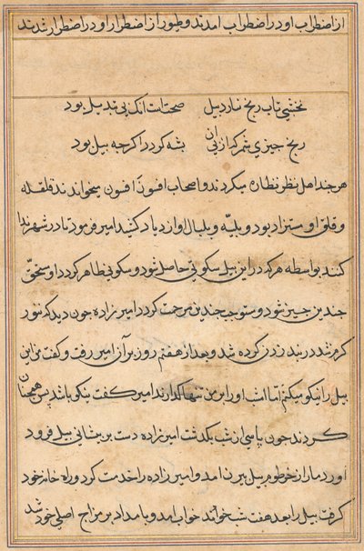 Pagina da Tales of a Parrot Tuti-nama: pagina di testo, c. 1560 da Unbekannt
