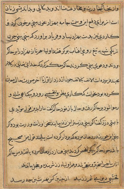 Pagina da Racconti di un pappagallo Tuti-nama: pagina di testo, c. 1560 da Unbekannt