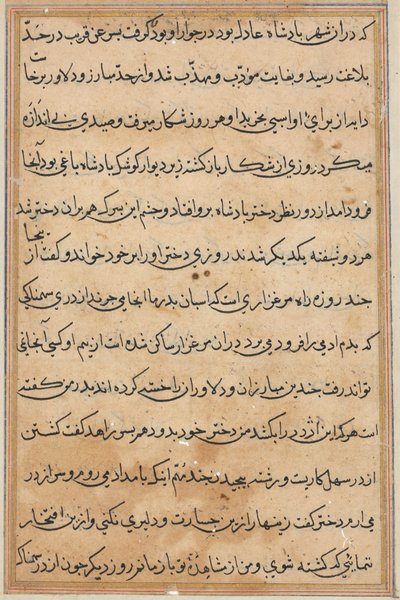 Pagina da Tales of a Parrot Tuti-nama: pagina di testo, c. 1560 da Unbekannt
